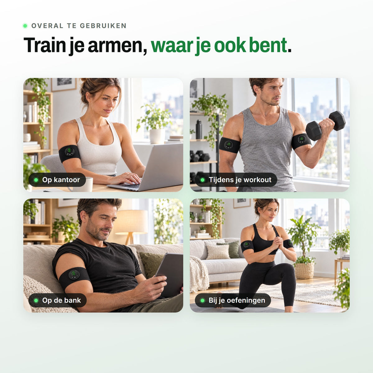 Je armen trainen op kantoor, tijdens je workout, op de bank en bij je oefeningen