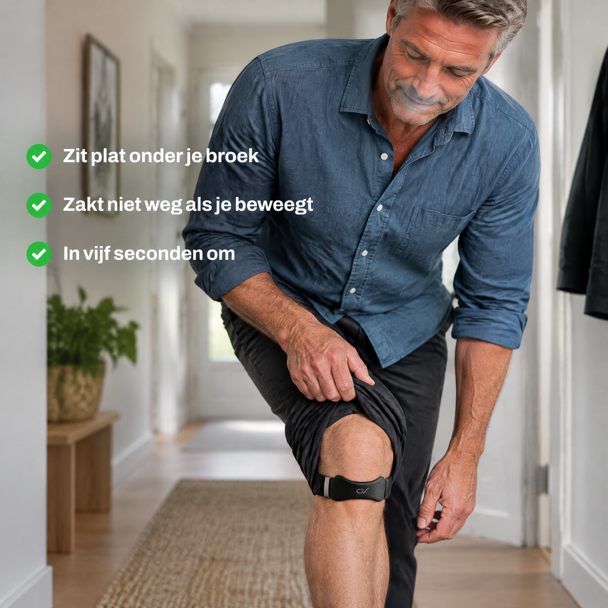 De Corevion Move zit plat onder je broek, zakt niet weg en is in vijf seconden om